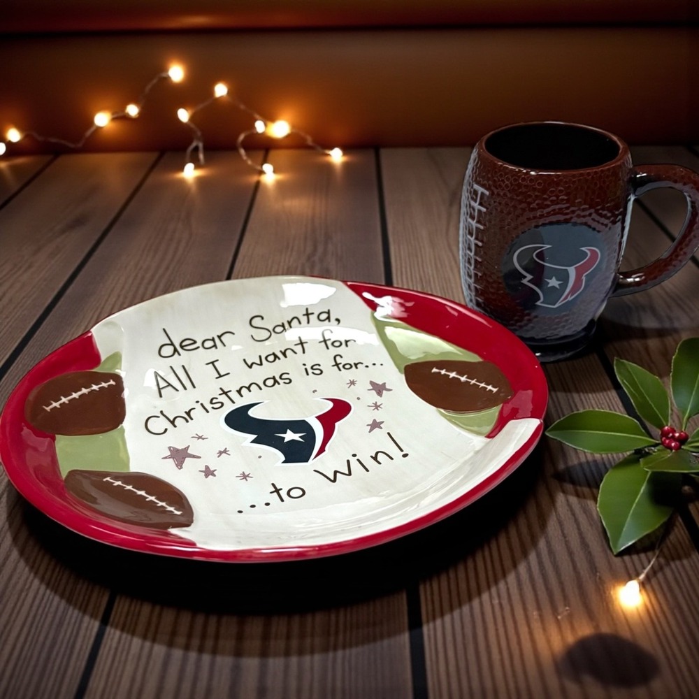 NFL Houston Texans Cookies for Santa gift‎ set mug plate with letter 2 Santa